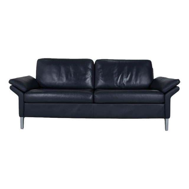 Model 3300 3-Seater Sofa in Black Leather from Rolf Benz For Sale