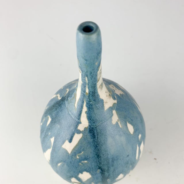 Vintage Skinny Neck Drippy Glaze Studio Art Pottery Vase, Signed For Sale In Baltimore - Image 6 of 8