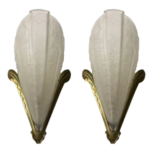 Early 20th Century French Art Deco Wall Sconces Signed by Donna Paris - a Pair