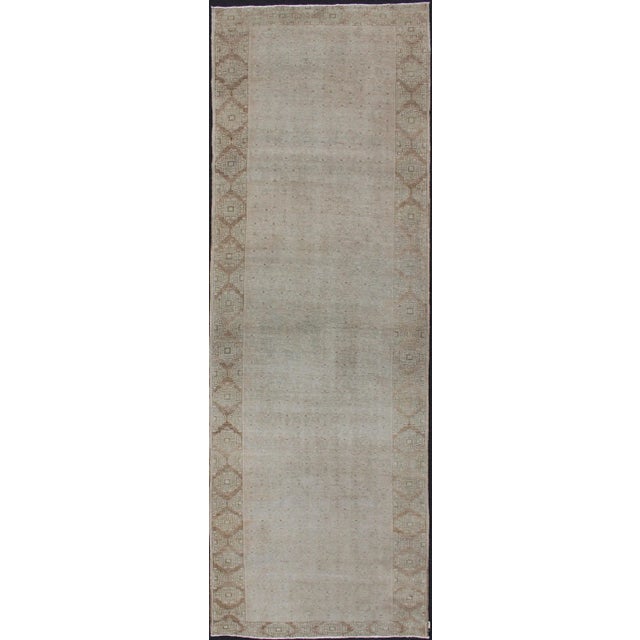 Floral All-Over Medallion Vintage Turkish Oushak Runner With Faded Color Palette For Sale - Image 13 of 13