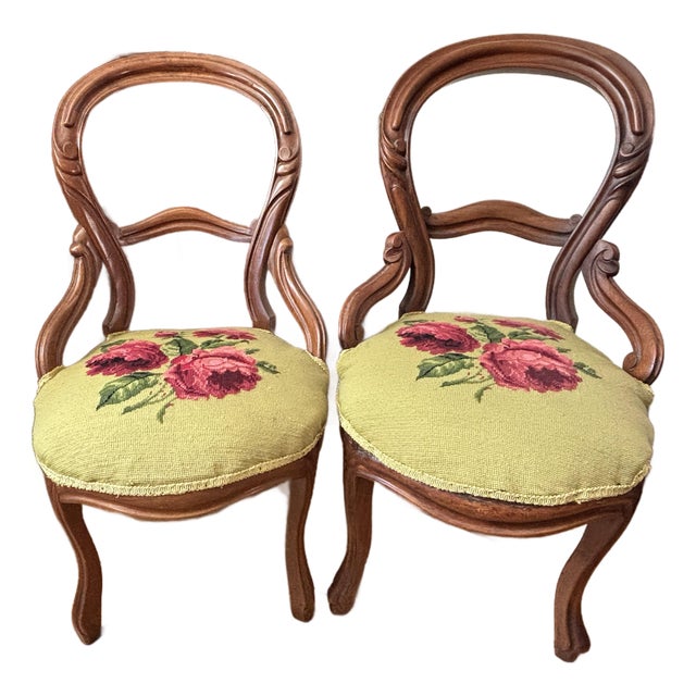 19th Century Victorian Mahogany Balloon Back Parlor Side Chairs - A Pair For Sale