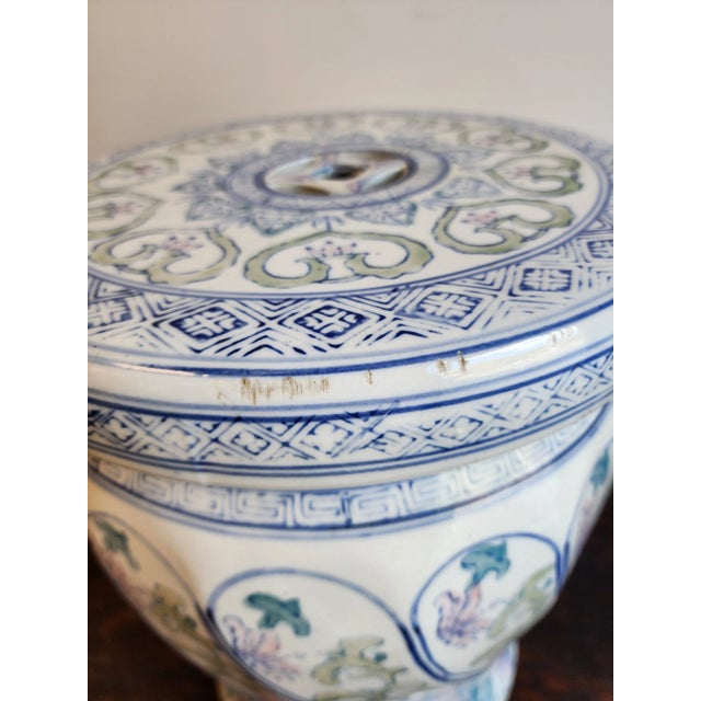 Vintage Chinoiserie Style Ceramic Garden Stool For Sale - Image 11 of 11