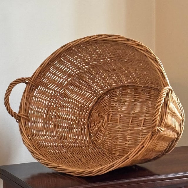 Vintage French Style Wicker Laundry Basket For Sale - Image 15 of 16