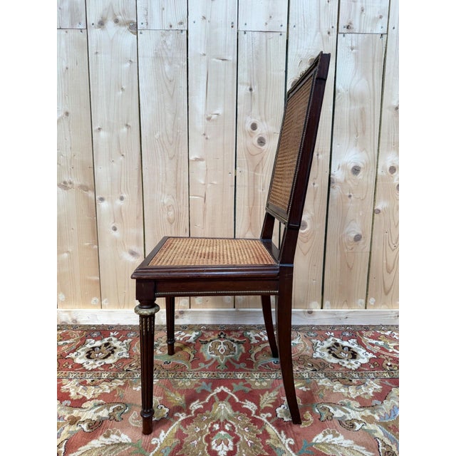 Wood Antique Louis XVI Style Chairs in Mahogany and Gilt Bronze, 1890s, Set of 8 For Sale - Image 7 of 10