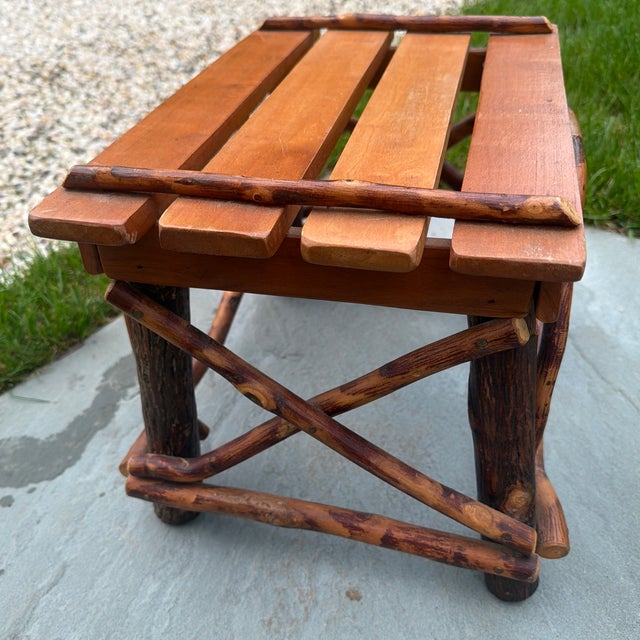 1980s 1980s Artisan Made Adirondack Style Rustic Wood and Twig Footstool/Stand For Sale - Image 5 of 12