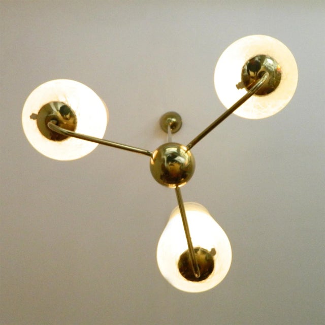 1950s Ceiling Lamp with Three Glass Shades, 1950s For Sale - Image 5 of 8