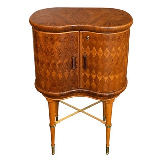 Art Deco Illuminated Bar Cabinet in Briar Root and Mirrors, 1930s For Sale