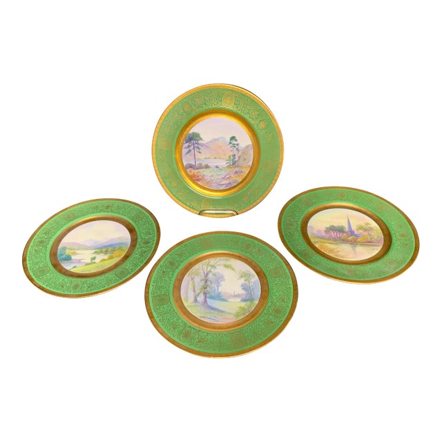 1920s Heinreich & Co British Landscape Plates by Pickard Artists, Challinor and Marker- Set of 4 For Sale