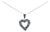 .925 Sterling Silver 1.00 Cttw Baguette and Round Blue Diamond Open Heart Pendant Necklace For Sale