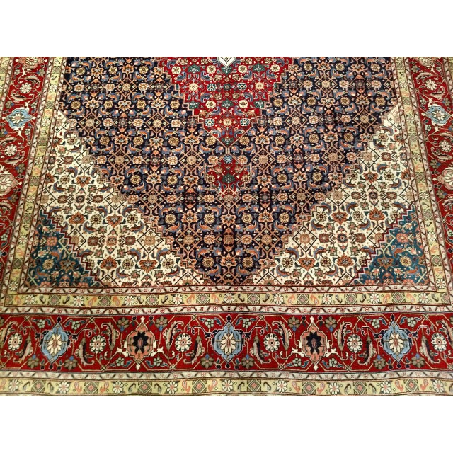 Antique Persian Tabriz Area Rug. Hand-Knotted Wool, Herati Geometric Pattern, Navy & Red, 6x10 For Sale - Image 13 of 16