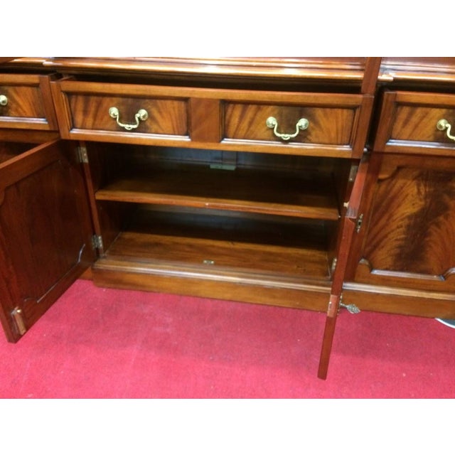 Vintage Federal China Cabinet, Lighted Breakfront Mahogany For Sale - Image 10 of 12