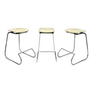 Mid 20th Century Vintage John Behringer Stendig Chrome Modern Prometheus Bar Stools - Set of 3