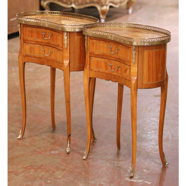Early 20th Century Pair of Early 20th Century French Louis XV Style Cherry Side Tables For Sale - Image 5 of 16