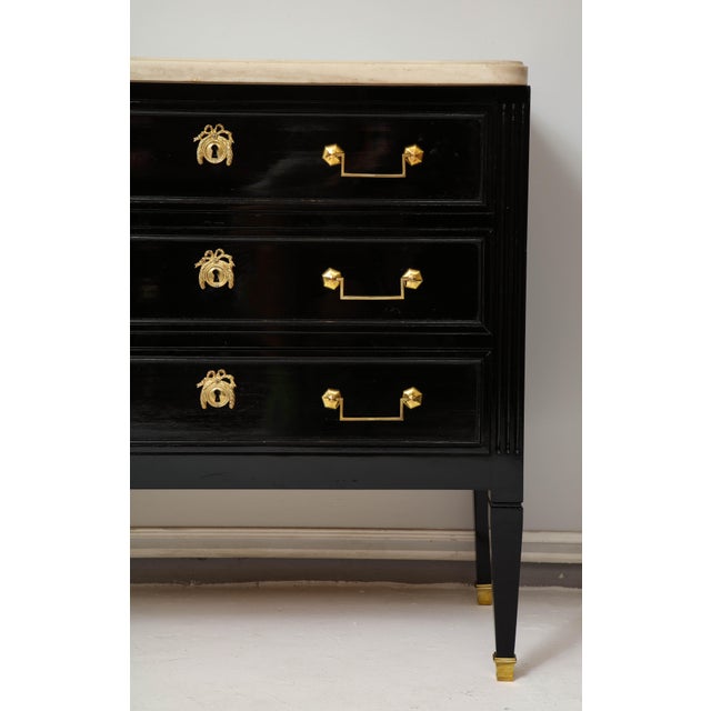 Vintage French Ebonized Marble-Top Commode in the Directoire Manner For Sale In New York - Image 6 of 11