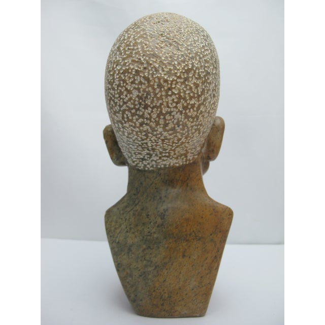 Mid 20th Century African Hand Carved Stone Female Figural Bust Sculpture For Sale - Image 5 of 9