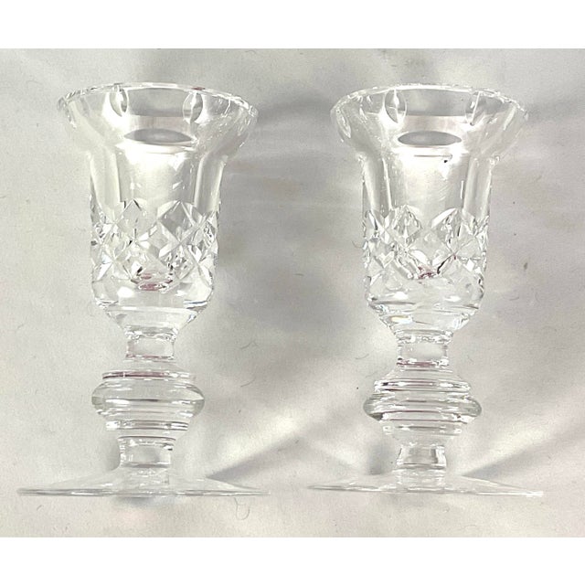 American 1980s Waterford of Ireland, Cut Crystal Candlesticks – A Pair For Sale - Image 3 of 7