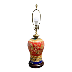 Vintage Japenese Kutani Red Ginger Jar Table Lamp