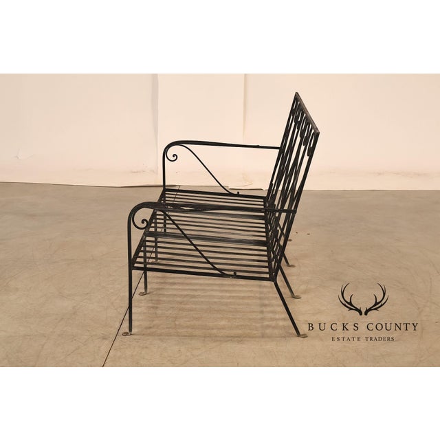 Black Vintage Wrought Iron Scrollwork Garden Bench For Sale - Image 8 of 18