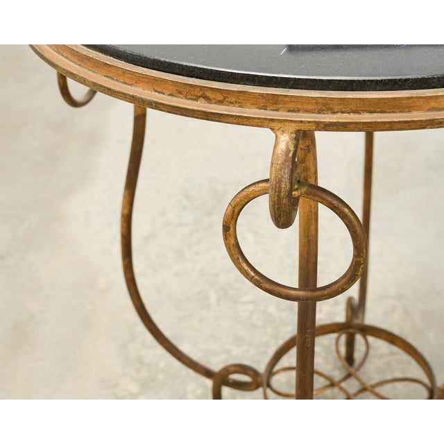 Rene Drouet Style Gilded Iron Granite Top Center Table For Sale - Image 11 of 15