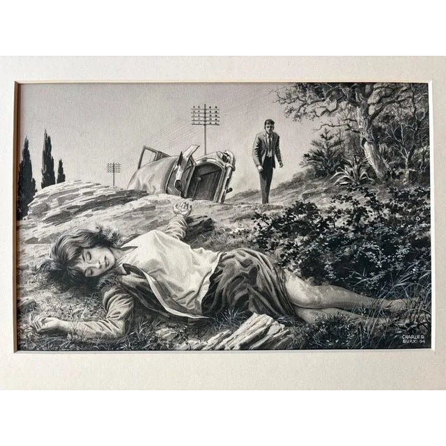 The Accident – Original Noir Illustration by Charles Burki, 1964 This dramatic original illustration by Charles Burki...