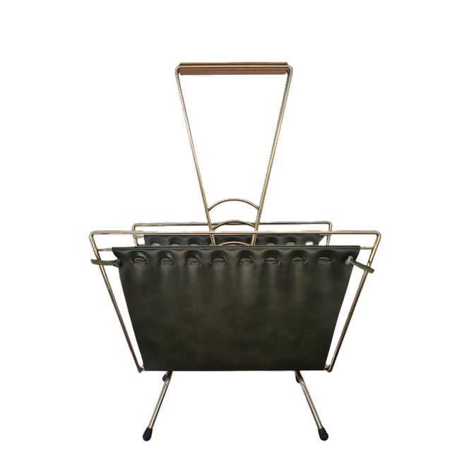 Mid-Century Modern Newspaper Rack in Chrome and Vinyl, West Germany, 1970s For Sale - Image 11 of 11