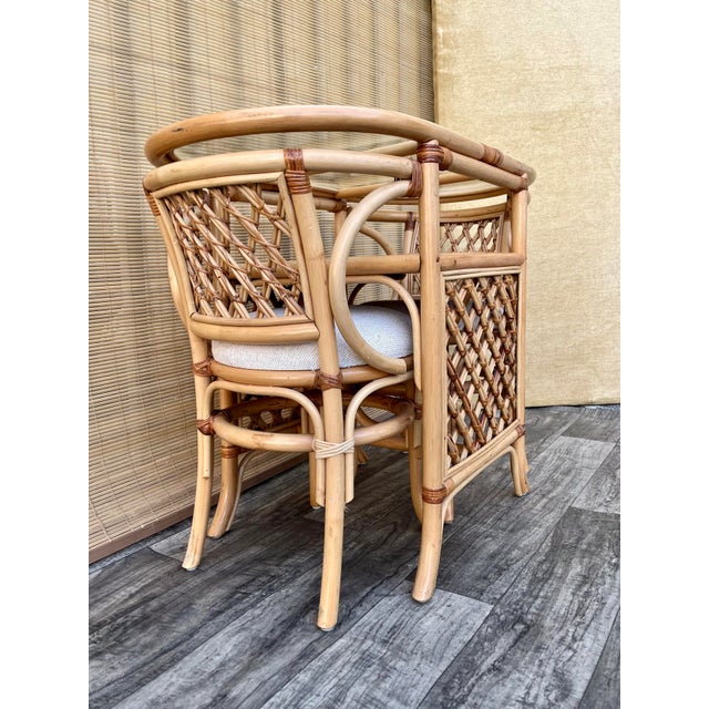 1980s Coastal Style Rattan and Wicker Two Seat Breakfast /Dinette Set. Circa 1980s For Sale - Image 5 of 12