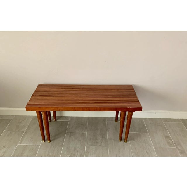 Photo inspiration: Picture Idea: Expanding Slat Bench Coffee Table Tapered Legs Danish Modern