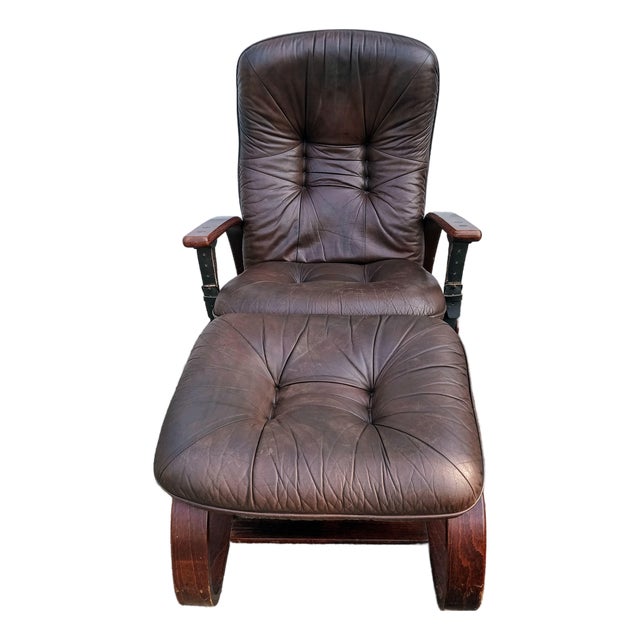 MCM Westnofa Scandinavian "The Panter" Lounge Chair & Ottoman Made in Norway & Designed by the Legendary Arnt Lande. For Sale