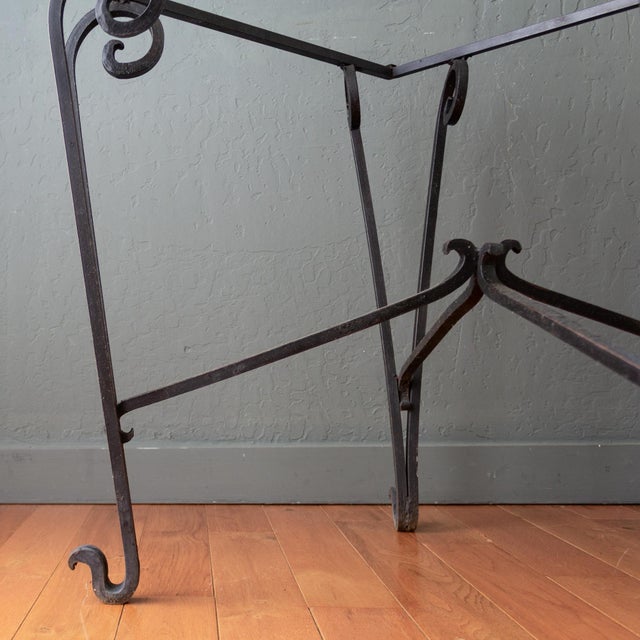 French Art Deco Black Wrought Iron Outdoor Patio Garden Table For Sale - Image 15 of 18