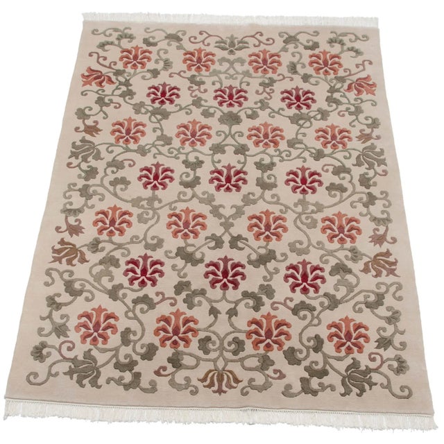 Ivory Vintage Indian Arts and Crafts Design Rug - 6' X 8'9" For Sale - Image 8 of 10