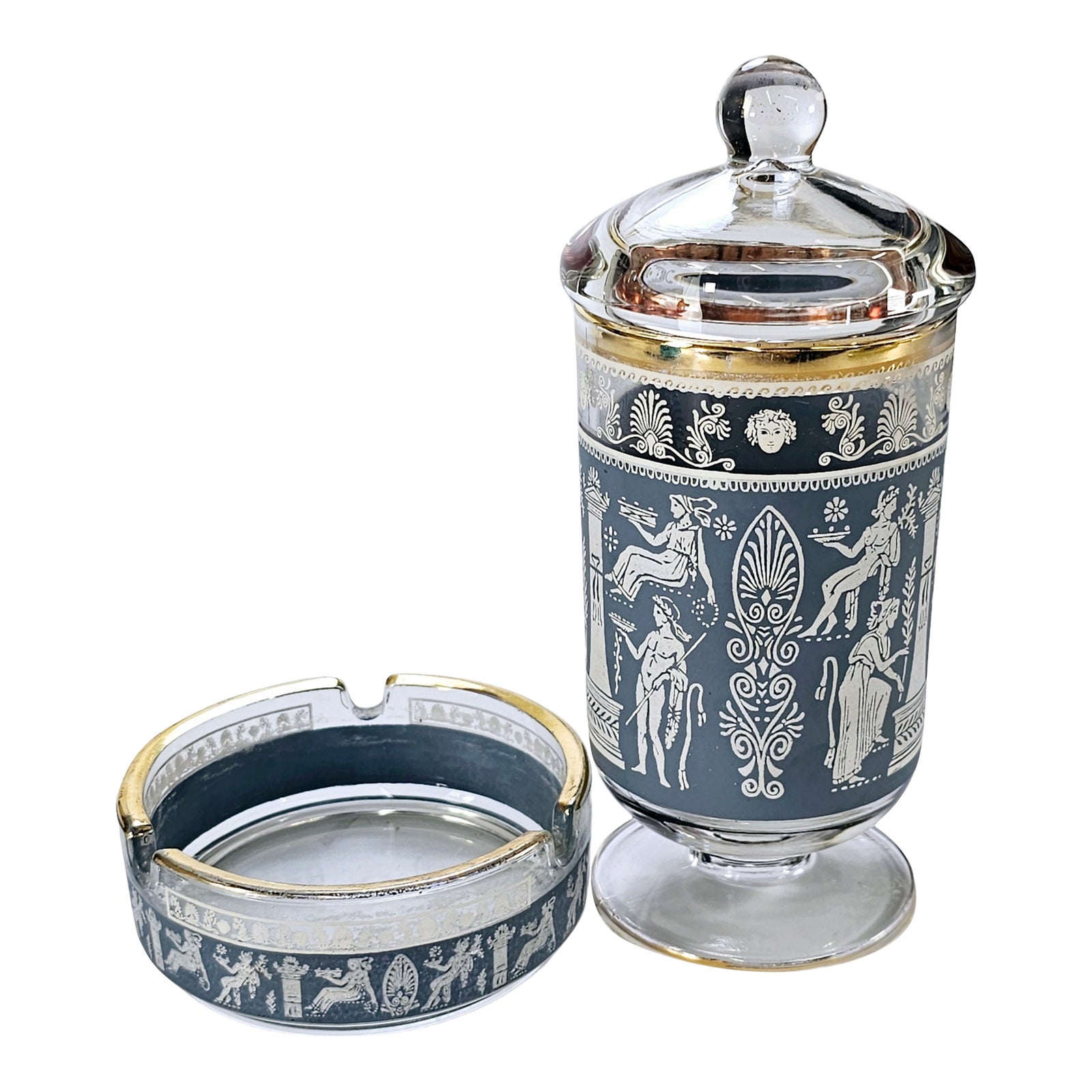 Glass Cigarette Holder & Ashtray Set of 2 Chairish