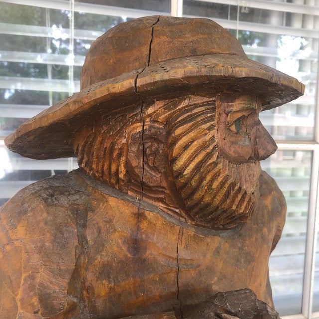 1970s Vintage Carved Woodsman For Sale - Image 5 of 11