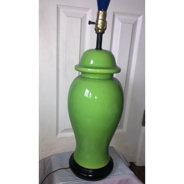 Lime 1960s Mid-Century Modern Lime Green Ginger Jar Table Lamp For Sale - Image 8 of 12