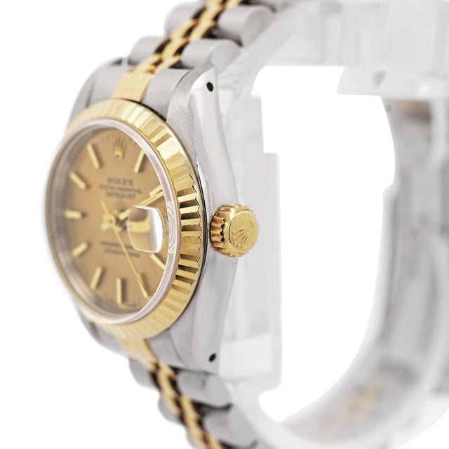 Rolex Mid 20th Century Rolex Datejust 69173 Vintage 2 Tone 26mm Fluted Jubilee Watch For Sale - Image 4 of 10
