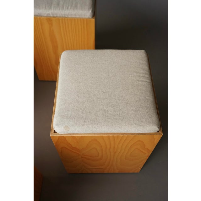 Brown Vintage Plywood Stools with Grey Cushions, 1990s, Set of 6 For Sale - Image 8 of 14