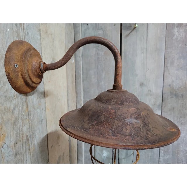 French Rusty Outdoor Barn Lamp Light For Sale - Image 4 of 6