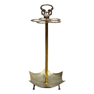 Vintage Brass Umbrella Motif Umbrella Stand For Sale