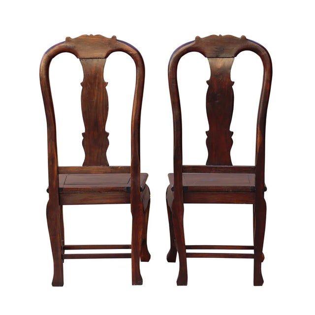 Chinese Old Shanghai Design Solid Red Wood SuanZhiMu Rosewood Chairs - a Pair For Sale - Image 4 of 7
