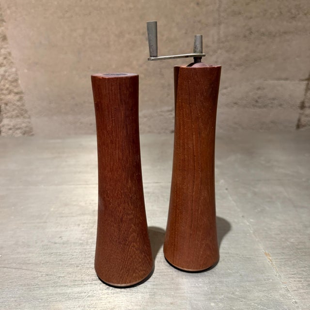 For your consideration, a mid-century modern teakwood salt and pepper shaker set was designed by Laurids Lonborg in...