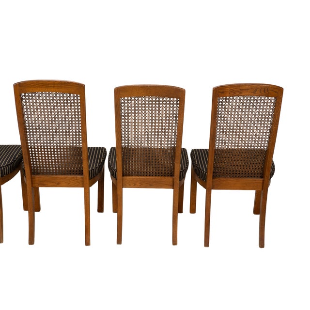 1970s Drexel Heritage Mid Century Cane Back Oak Dining Chairs - Set of 8 For Sale - Image 11 of 18