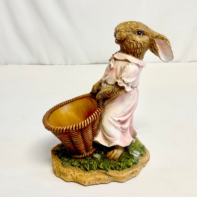 Plastic 1990s Vintage Boho Chic Whimsical Girl Bunny Planter - Easter For Sale - Image 7 of 10