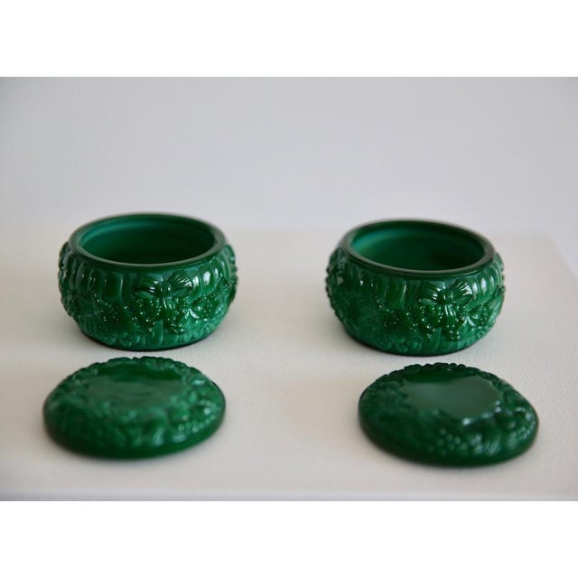 Pair of Art Deco in green glass paste in amazing condition, never used before! Like new. Beautiful green tones.