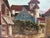 Vintage 1970's Oil Painting French Village For Sale