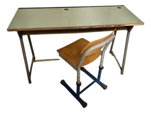 Mid-Century French Children's Desk and Chair, 1970s, Set of 2