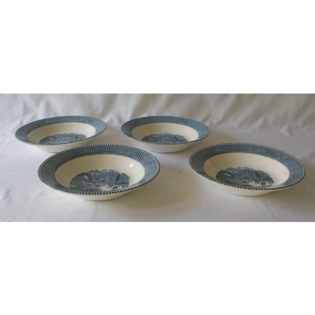 Mid 20th Century Currier & Ives Rimmed Soup Bowl- Set of 4 For Sale In Los Angeles - Image 6 of 9