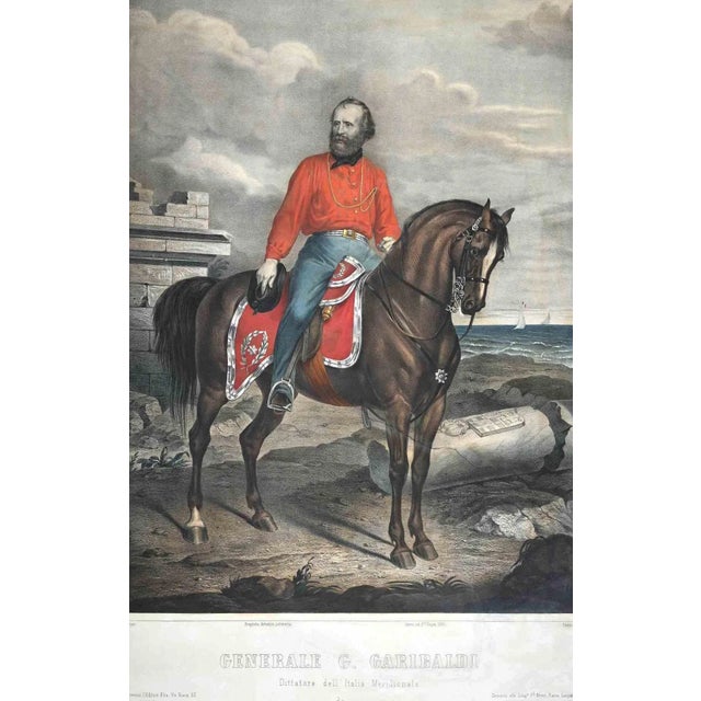 Garibaldi is a rare original Colored Lithograph, realized by Antonio Masutti. The status of preservation Good. The artwork...