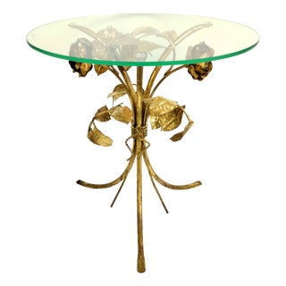 Vintage Hollywood Regency Metal Rose Side Table by Hans Kogl, 1970s For Sale