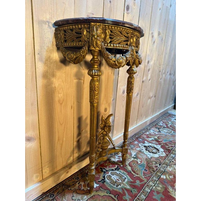 Louis XVI Style Console in Gilded and Carved Wood For Sale - Image 12 of 13