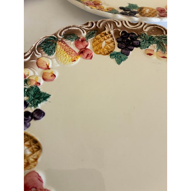Vintage Lefton Majolica Style Fruit Border Plates - Set of 6 For Sale - Image 9 of 12