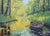 Original Oil Landscape, Pond and Small Boat For Sale